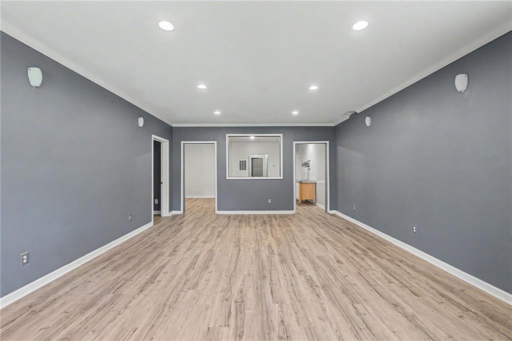 Finished basement entertainment space